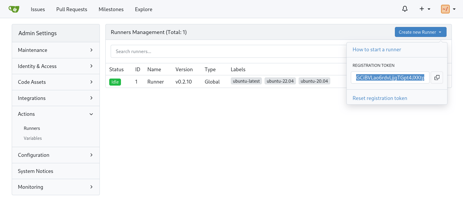 Create a registration token