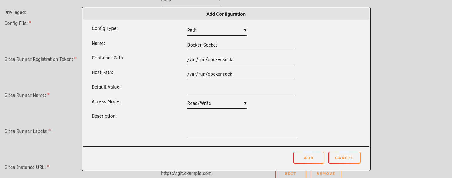 Adding the Docker Socket Configuration