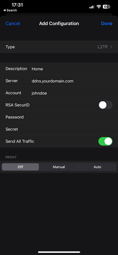 iPhone VPN Configuration